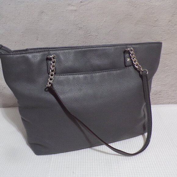Michael Kors Gray Handbag with Silver Accents Leather Zip Closure Pockets - Picture 2 of 7